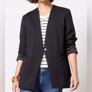 Spanx Perfect Collarless Black Blazer Women's Size Large